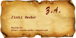 Zintz Andor névjegykártya